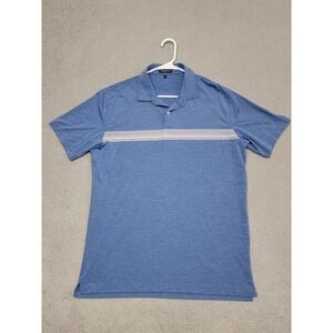 Peter Millar Shirt Mens Large Blue Lunar Striped Crown Crafted Polo Ohio Golf